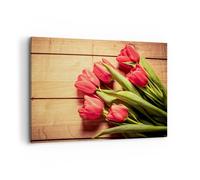 Impression sur Toile 100x70cm Tableaux Image Photo Tulipes Bouquet été jardin
