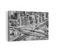 Impression sur Toile 100x70cm Tableaux Image Photo Ville Gratte-ciel Autoroute
