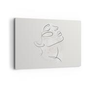 Impression sur Toile 100x70cm Tableaux Image Photo Visage Ligne Esquisse