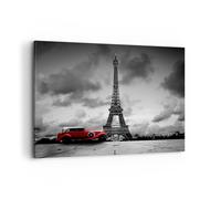 Impression sur Toile 100x70cm Tableaux Image Photo Voiture Eiffle Paris ville