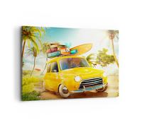 Impression sur Toile 100x70cm Tableaux Image Photo Voiture plage voyage été