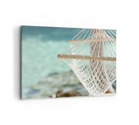 Impression sur Toile 100x70cm Tableaux Image Photo Voyage hamac tropique plage