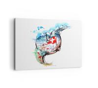 Impression sur Toile 100x70cm Tableaux Image Photo Watch suisse alpes nuage