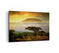 Impression sur Toile 100x70cm Tableaux Image Safari la faune montagne kenya