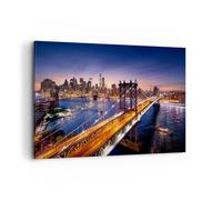 Impression sur Toile 100x70cm Tableaux Image Usa america new york manhattan