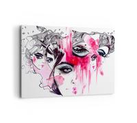 Impression sur Toile 100x70cm Tableaux Les femmes visages yeux illustration