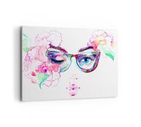 Impression sur Toile 100x70cm Tableaux Lunettes de vue globe oculaire femelle