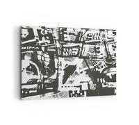 Impression sur Toile 100x70cm Tableaux Noir Et Blanc Chiffres L'Abstraction
