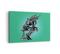 Impression sur Toile 100x70cm Tableaux Robot illustration bande dessinée comique