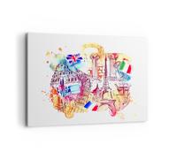 Impression sur Toile 100x70cm Tableaux Voyage l'Europe l'histoire le château