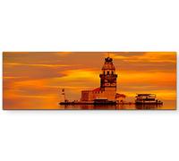 Impression sur toile - 120 x 40 cm - Tour de Maiden Kiz kulesi à Istanbul au coucher du soleil