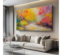Impression sur toile 120L x50l cm decoration chambre -tableau decoration murale Éléphant fumant, Bois, Rivière decoration maison - Tableau Moderne - toile peinture Couleur chaude