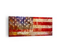 Impression sur Toile 120x50cm Tableaux Amérique Drapeau national patriotique