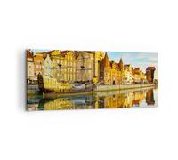 Impression sur Toile 120x50cm Tableaux Bateau rivière architecture histoire