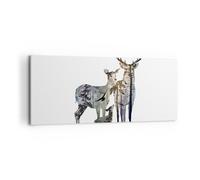 Impression sur Toile 120x50cm Tableaux Deer famille sauvagerie illustration