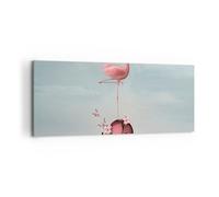 Impression sur Toile 120x50cm Tableaux flamants roses fleur graphique