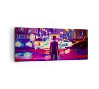 Impression sur Toile 120x50cm Tableaux futuriste graphiques ville éclairage