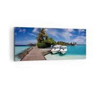 Impression sur Toile 120x50cm Tableaux Île des Maldiviens archipel océan hutte