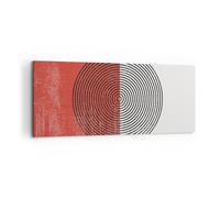 Impression sur Toile 120x50cm Tableaux Image Abstraction Blanc-Rouge Cercles