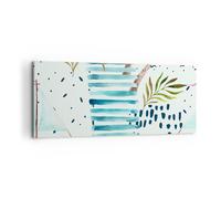Impression sur Toile 120x50cm Tableaux Image Aquarelle palmier tropique bateau