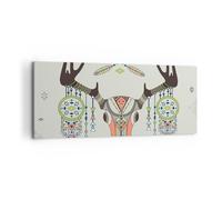 Impression sur Toile 120x50cm Tableaux Image Deer Mandala spiritualité sauvage