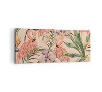 Impression sur Toile 120x50cm Tableaux Image Flamingos Plantes oiseaux exotiques
