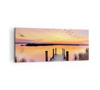 Impression sur Toile 120x50cm Tableaux Image Footbridge l'été les gens l'amour