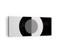 Impression sur Toile 120x50cm Tableaux Image L'Abstraction Roue Noir Et Blanc