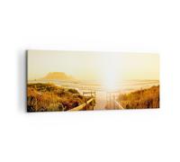 Impression sur Toile 120x50cm Tableaux Image le lever du soleil vague île océan