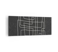 Impression sur Toile 120x50cm Tableaux Image Noir Et Blanc Labyrinthe Ligne