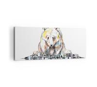 Impression sur Toile 120x50cm Tableaux Image Ours Jouets Jouer Illustration