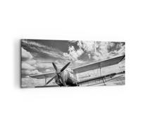 Impression sur Toile 120x50cm Tableaux Image Photo An-2 Avion Noir Et Blanc