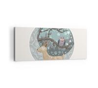 Impression sur Toile 120x50cm Tableaux Image Photo Animaux Nuit Lune hibou