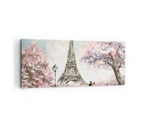 Impression sur Toile 120x50cm Tableaux Image Photo Arbres Eiffle Couple France