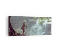 Impression sur Toile 120x50cm Tableaux Image Photo Asie Garçon Chute D'Eau