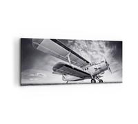 Impression sur Toile 120x50cm Tableaux Image Photo Avion An-2 Noir Et Blanc