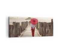 Impression sur Toile 120x50cm Tableaux Image Photo Birmanie Parapluie Pont