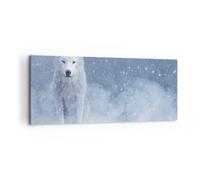Impression sur Toile 120x50cm Tableaux Image Photo Blanc Loup Neige Decoration