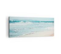 Impression sur Toile 120x50cm Tableaux Image Photo Bord Vague Eau Art Decoration