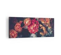 Impression sur Toile 120x50cm Tableaux Image Photo Bouquet Fleurs Roses