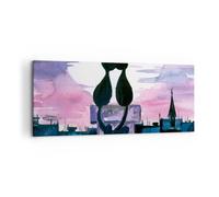 Impression sur Toile 120x50cm Tableaux Image Photo Chats toit amour animal