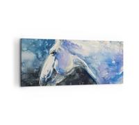 Impression sur Toile 120x50cm Tableaux Image Photo Cheval Aquarelle Portrait