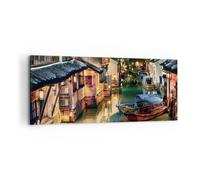 Impression sur Toile 120x50cm Tableaux Image Photo Chinois Ville Nuit Decoration