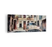 Impression sur Toile 120x50cm Tableaux Image Photo Cubain Voiture Immeubles