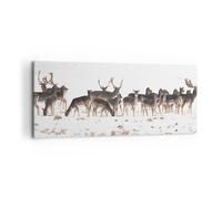 Impression sur Toile 120x50cm Tableaux Image Photo Deer hiver faune paysage