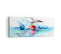 Impression sur Toile 120x50cm Tableaux Image Photo Eau poissons Mouette faim