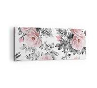 Impression sur Toile 120x50cm Tableaux Image Photo Fleurs feuilles plantes rose