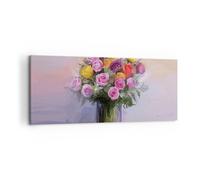 Impression sur Toile 120x50cm Tableaux Image Photo Fleurs Vase Graphiques