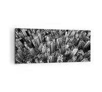Impression sur Toile 120x50cm Tableaux Image Photo Gratte Ciels Avec Montagnes