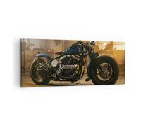 Impression sur Toile 120x50cm Tableaux Image Photo Harley-Davidson Moto Moteur